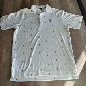 FootJoy White Polo with Green Cactus Pattern Size Medium